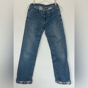 Prana flannel lined Straight Jeans in Deep Blue